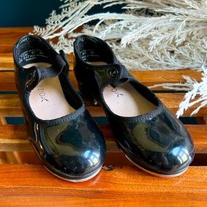 GUC Capezio Girls Dance Tap Dance Black Patent Shoes Size 9.5 W Child